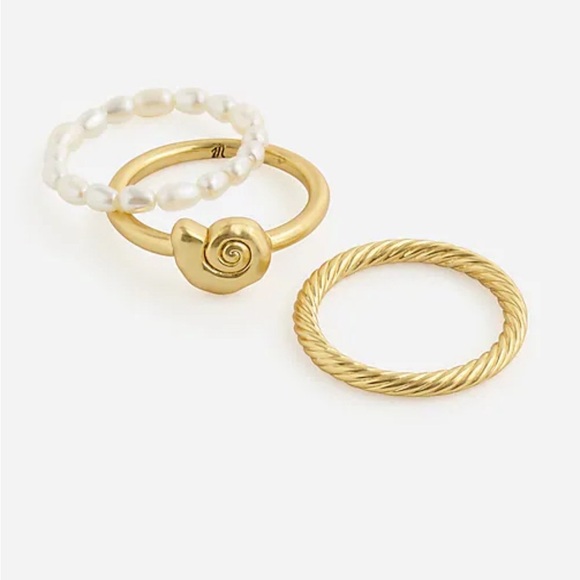 Nautical Stacking Ring Set of 3 Madewell Gold Pearl - Picture 2 of 4